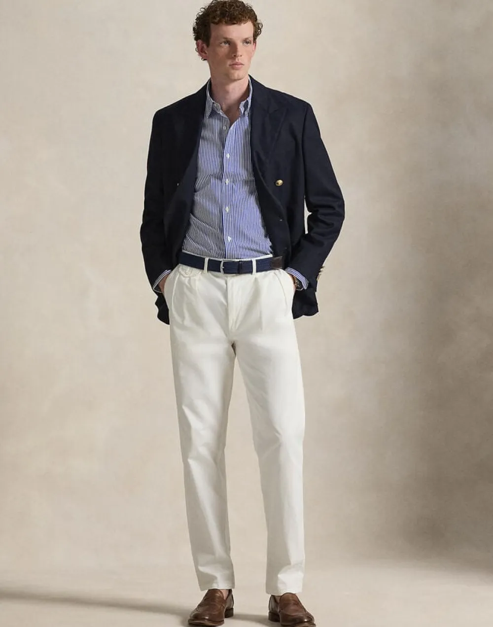 Polo Ralph Lauren Slim Fit Striped Stretch Poplin Shirt Blue/white bengal stripe Clearance