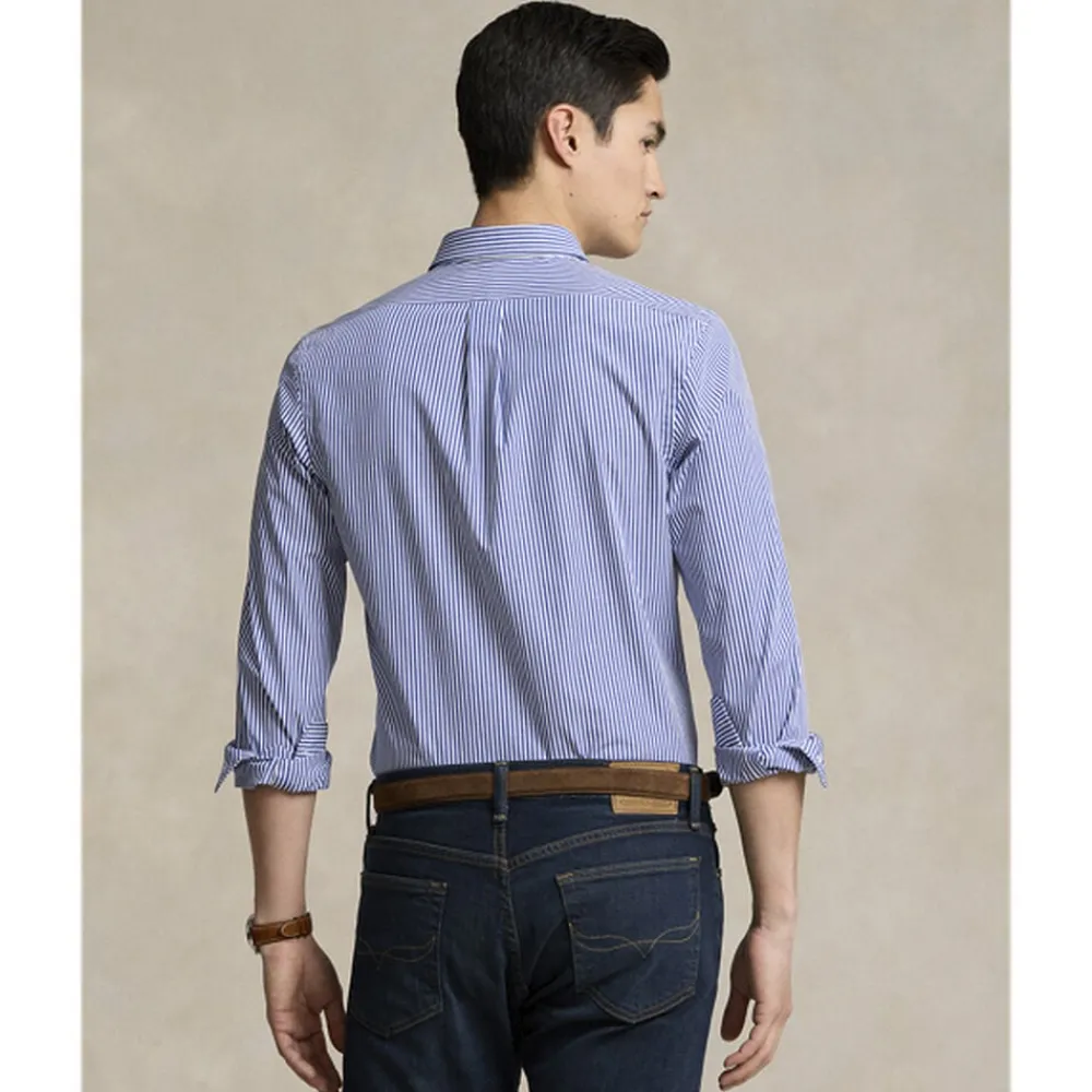 Polo Ralph Lauren Slim Fit Striped Stretch Poplin Shirt Blue/white bengal stripe Clearance