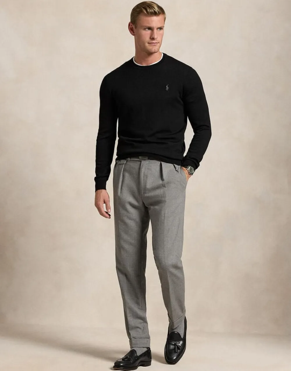 Polo Ralph Lauren Slim Fit Washable Wool Crewneck Sweater Sort Discount