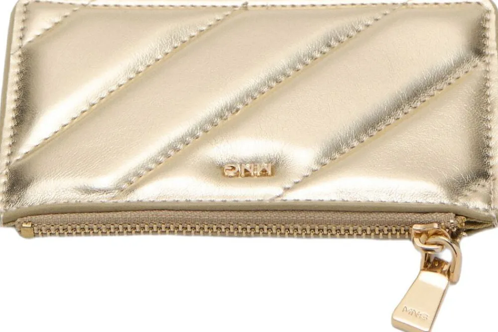MANGO Small quilted wallet Gold Clearance