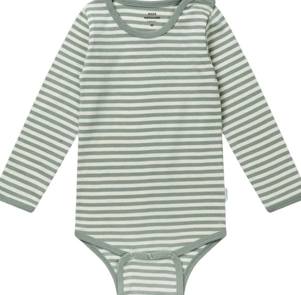 Mads Nørgaard - Copenhagen Soft Duo Striped Body Grøn med hvide striber Outlet