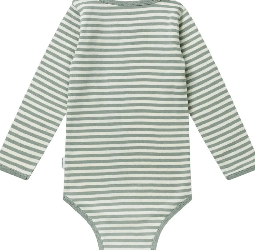 Mads Nørgaard - Copenhagen Soft Duo Striped Body Grøn med hvide striber Outlet