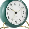 Arne Jacobsen Clocks Station bordur grøn/hvid, Ø 11 cm, alarm