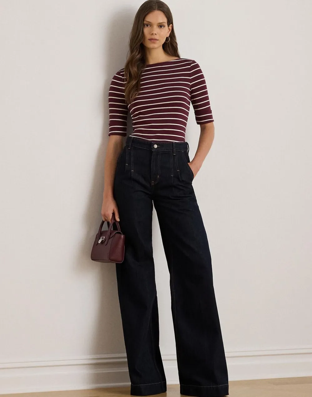 Striped Stretch Cotton Boatneck Tee>Lauren Ralph Lauren Best
