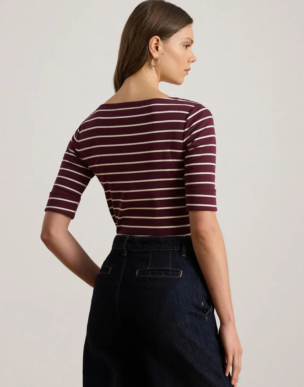 Striped Stretch Cotton Boatneck Tee>Lauren Ralph Lauren Best