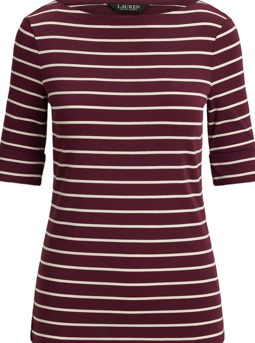Striped Stretch Cotton Boatneck Tee>Lauren Ralph Lauren Best
