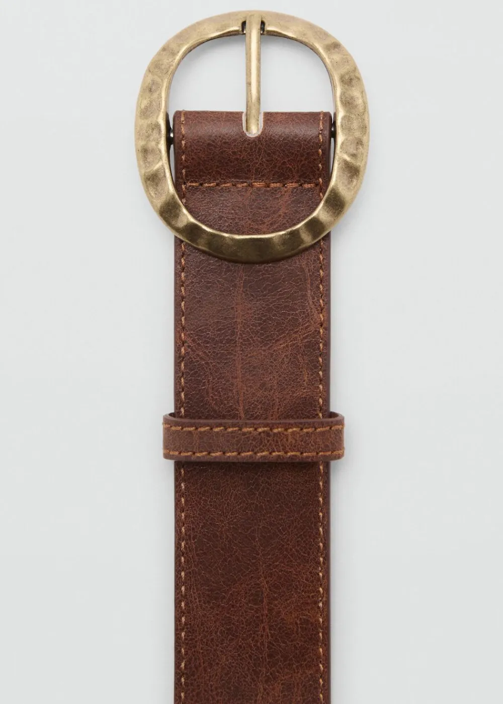 Dame MANGO Textured belt with round buckle