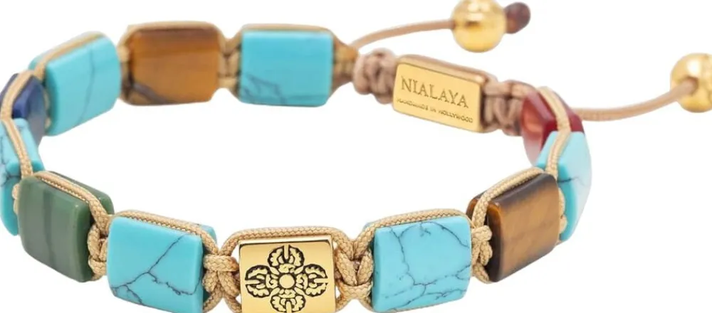 Nialaya The Dorje Flatbead Collection - Turquoise, Blue Lapis, Carnelian, Brow