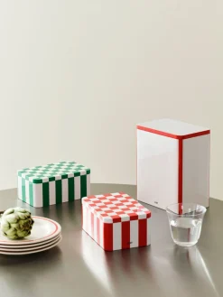 Hay Tin Container-Small-Red and off-white