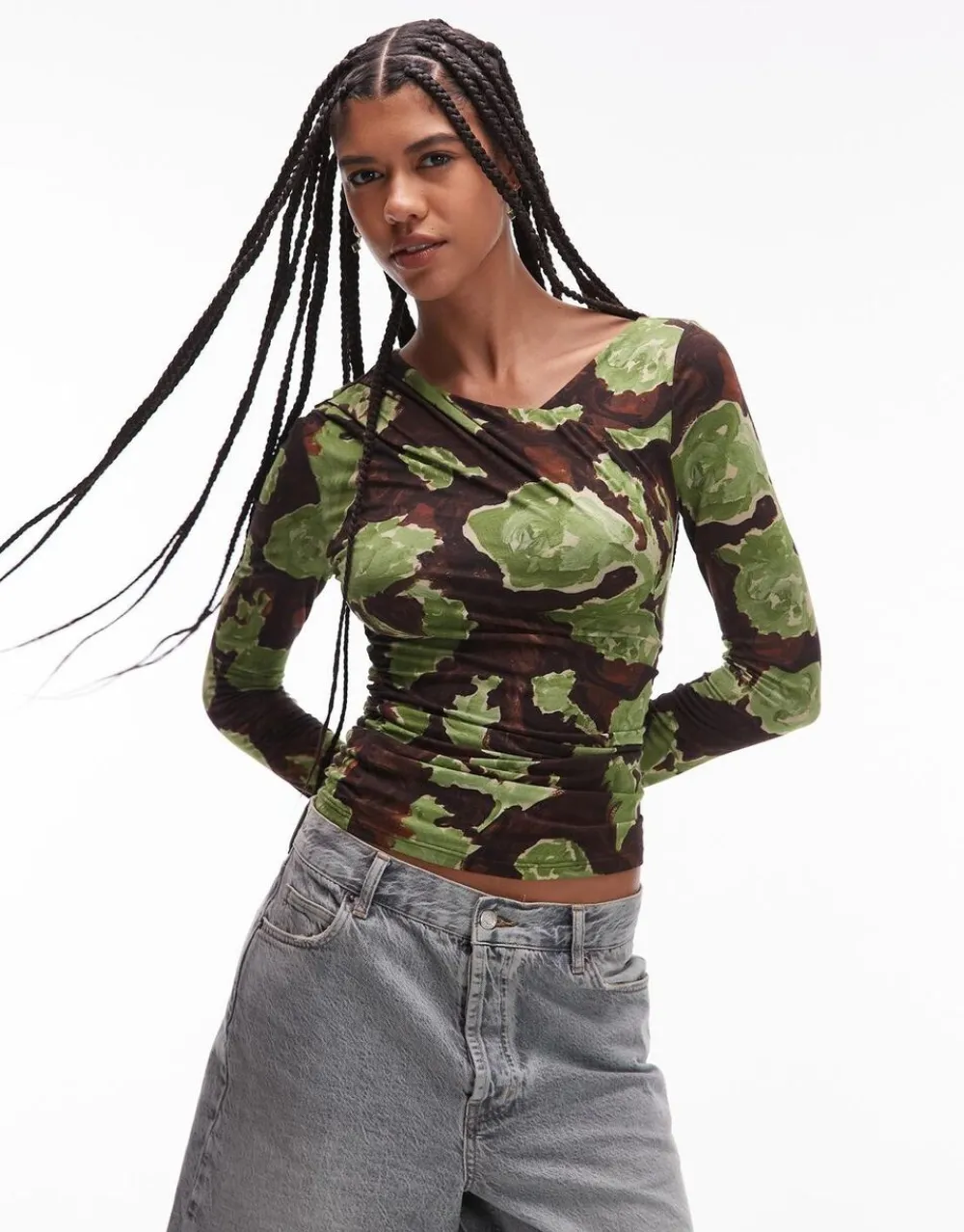 Dame Topshop TSAUDREY ASYMMETRIC TOP JSR - COTTON BLEND