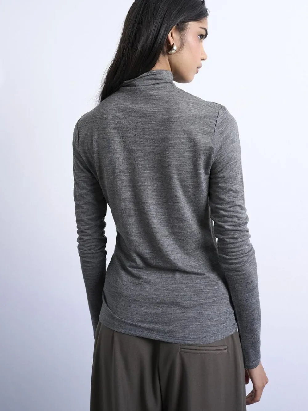 Topshop TSMILLA LS FUNNEL NECK TOP - WOOL Light gray Online