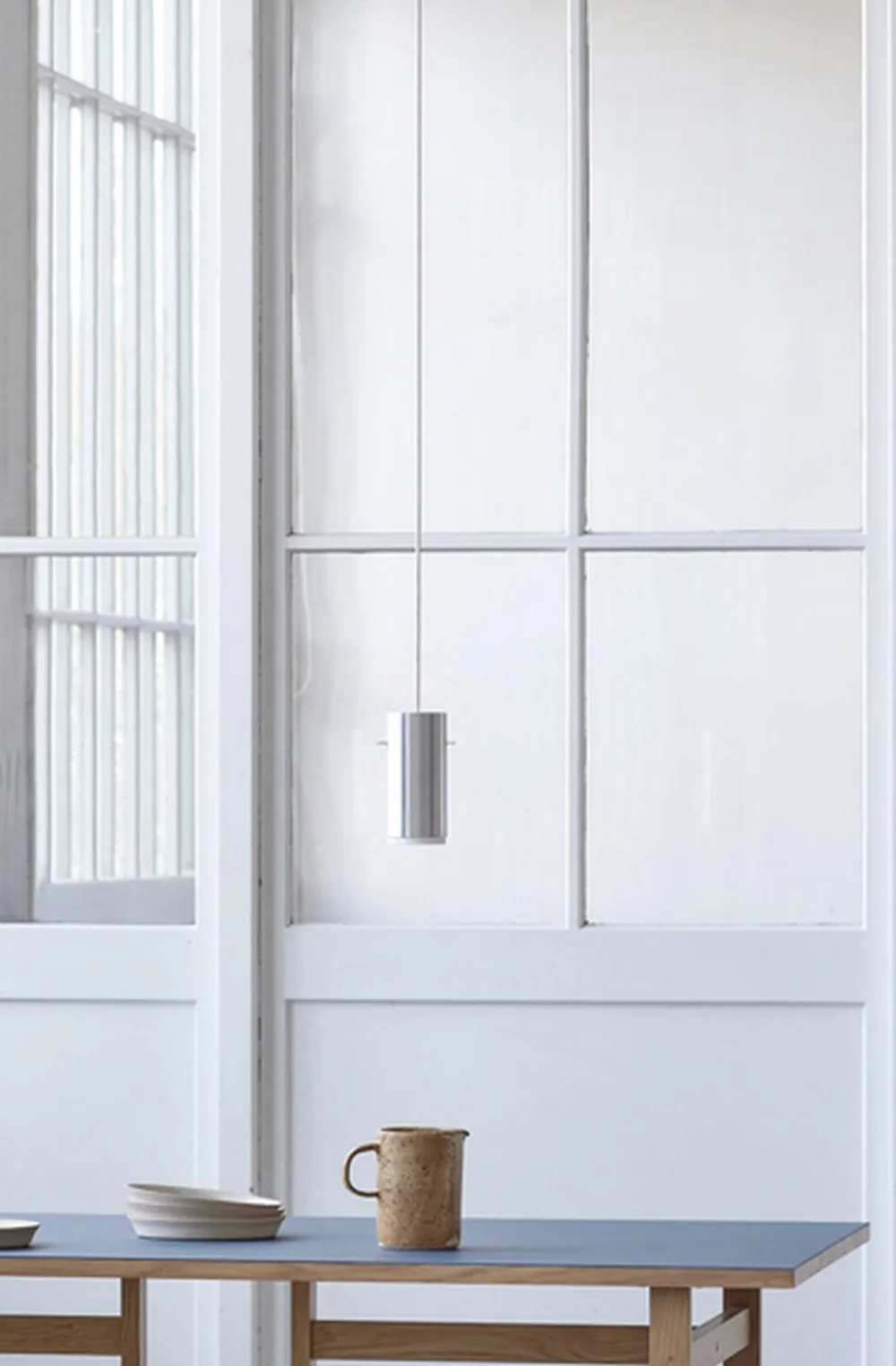 Moebe Tube Pendant, Brushed Aluminium, Large