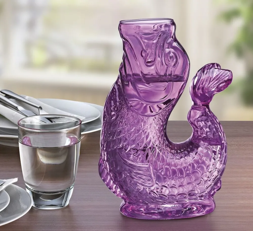 Vandkaraffel fisk, lilla, glas, NEMO>CILIO Discount