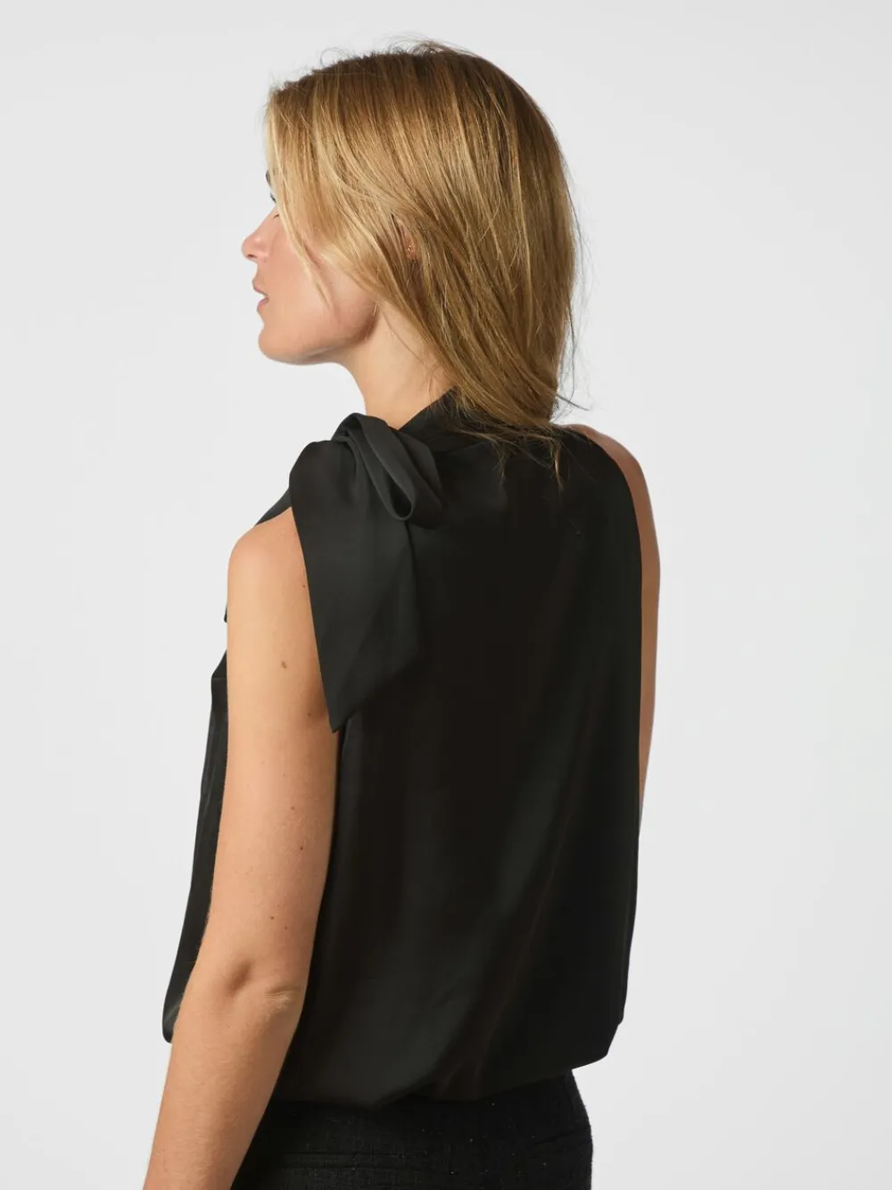 Neo Noir Veda Drapy Satin Top Black New