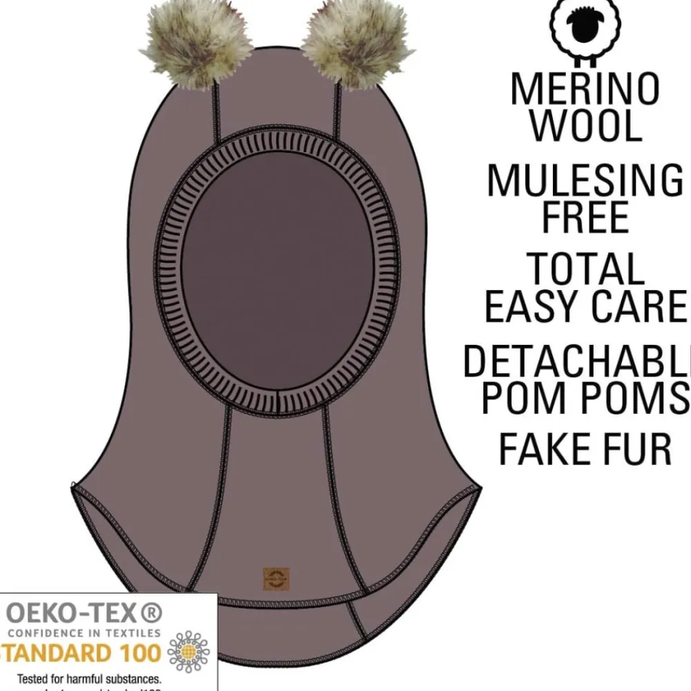 Mikk-Line Wool Fullface w. Pom Pom Twilight mauve Hot
