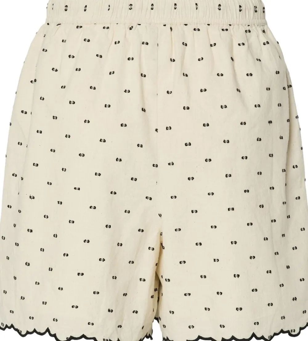 YAS DOBBY HW SHORTS Gardenia/black dobby dots Best