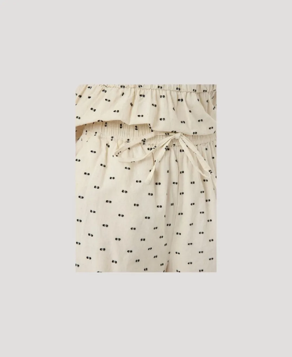 YAS DOBBY HW SHORTS Gardenia/black dobby dots Best