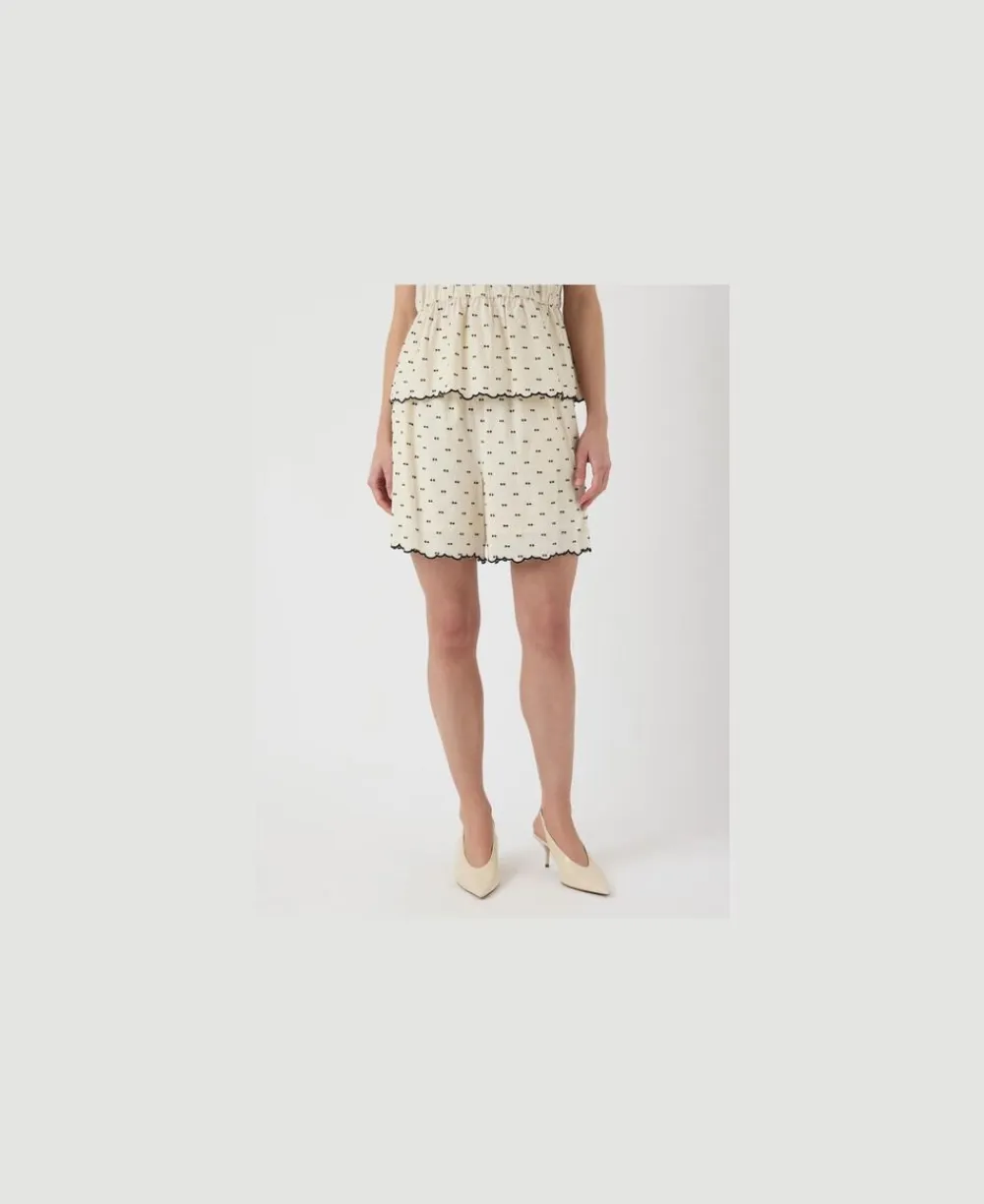 YAS DOBBY HW SHORTS Gardenia/black dobby dots Best