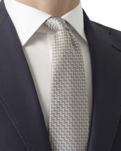 Yellow Geometric Woven Silk Tie><noscript><img width=